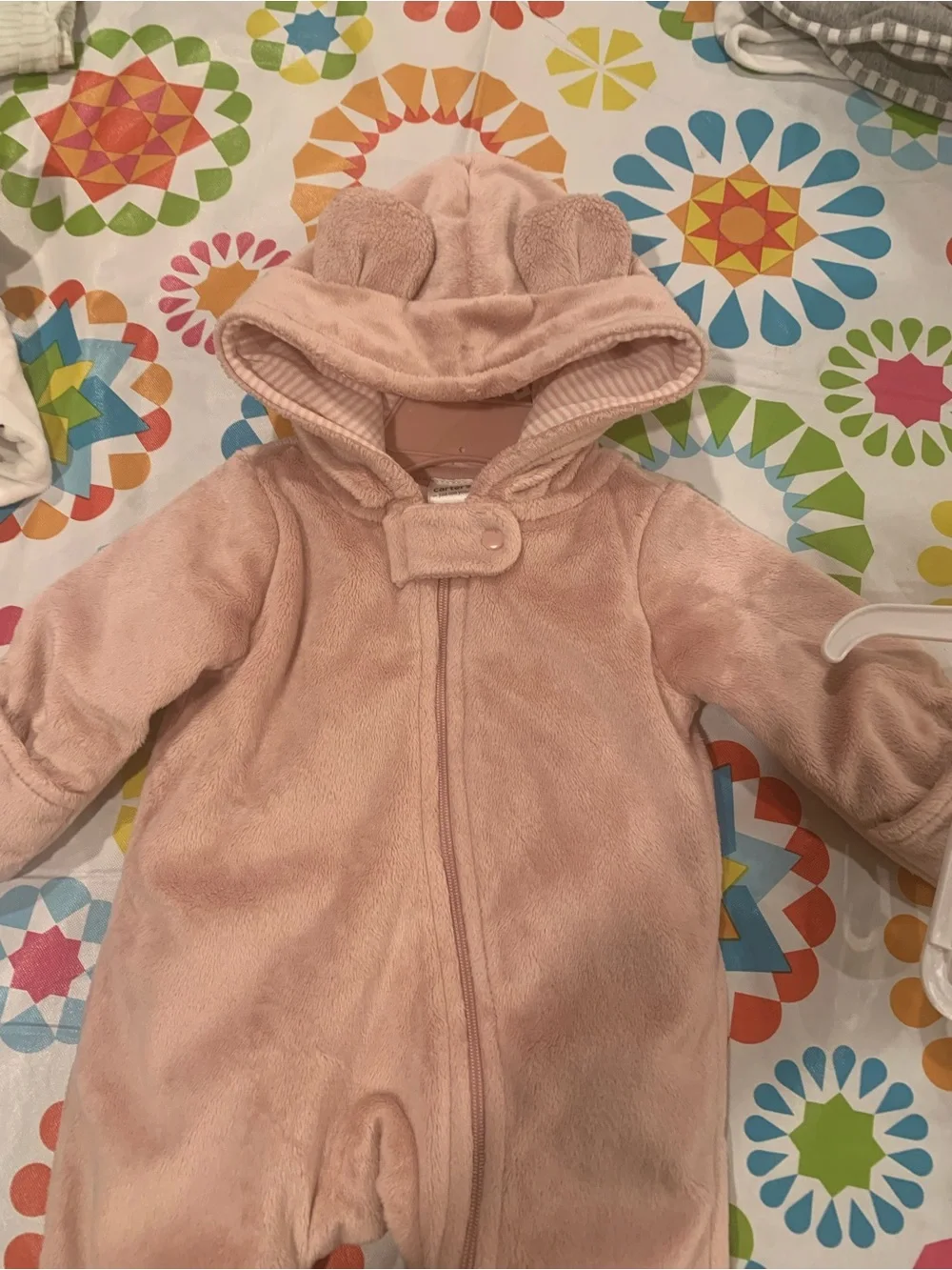 Pink Newborn Snowsuit Hooded Coat with Footies